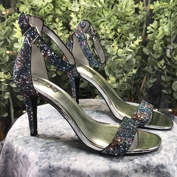 Brash Iridescent Crystal Crush One-Band 3.5” Heels w/Ankle Straps WMS 8M✨NEW✨ - Picture 9 of 9
